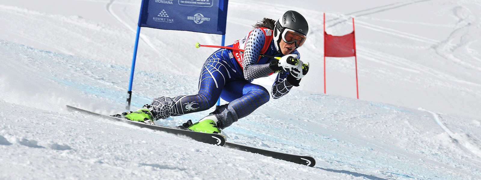 Lisa Densmore Ballard races to first overall in super-G at the 2016 U.S. Alpine Masters Championships on 33m-radius super G skis.