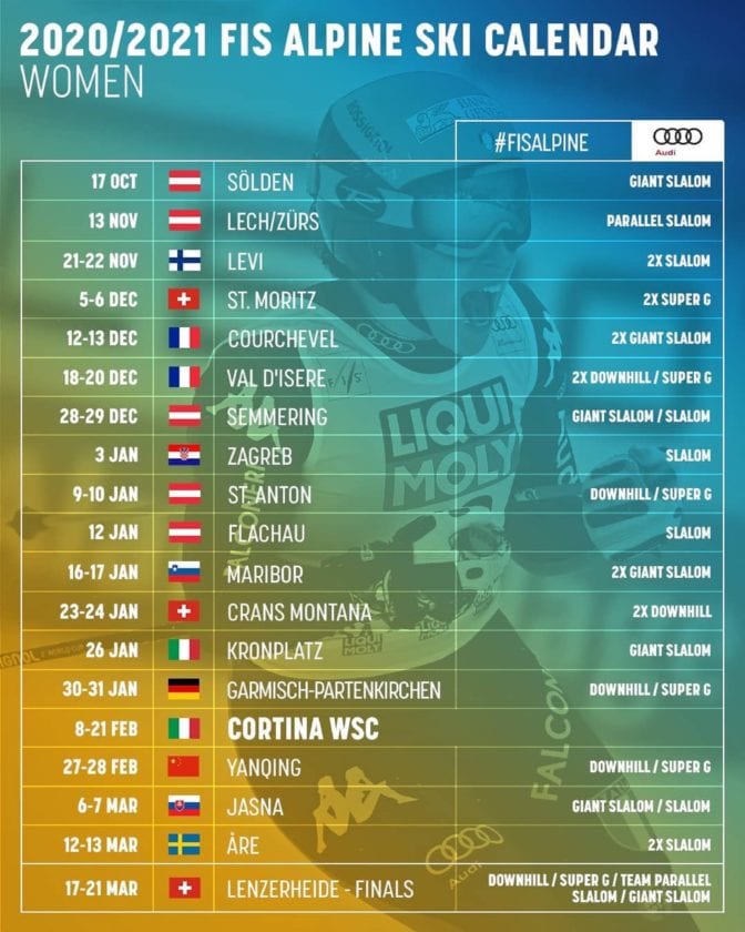 2020-21 World Cup calendar announced